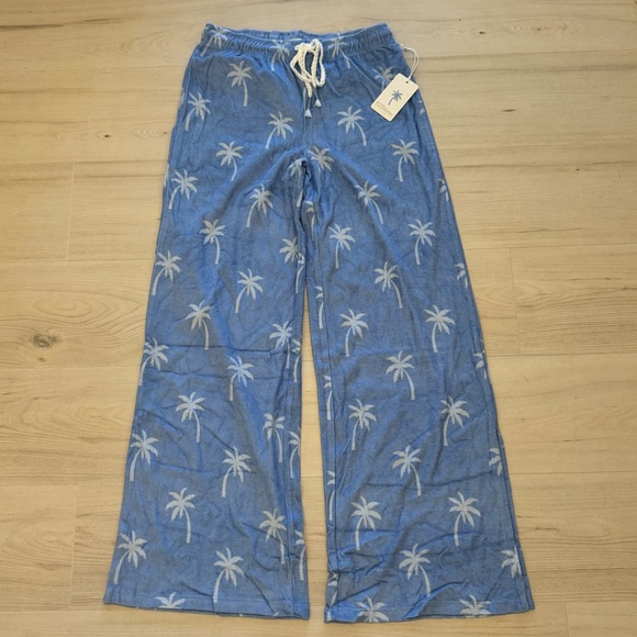 PJ Salvage Pants - PJ Salvage Blue Palm Tree Lounge Pants NWT